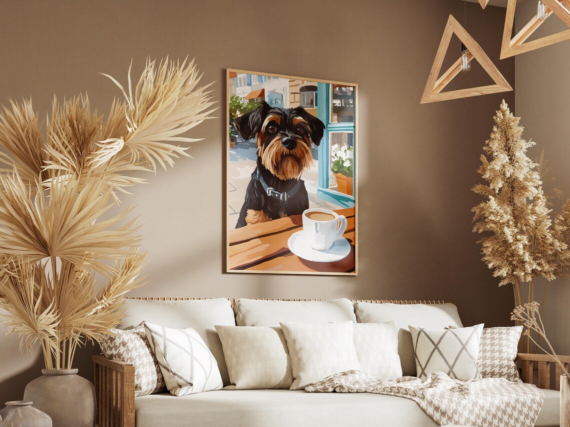 Mini Schnauzer Coffee Poster Dog Cafe Wall Decor Animal Lover Gift - Image 3