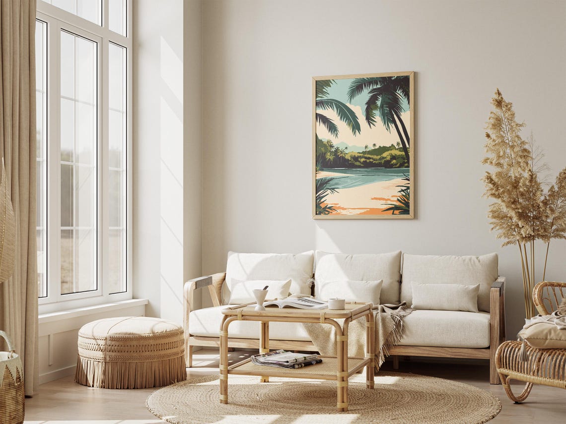 Seychelles Beach Palm Framed Tropical Cove Paradise Art Poster - Image 4