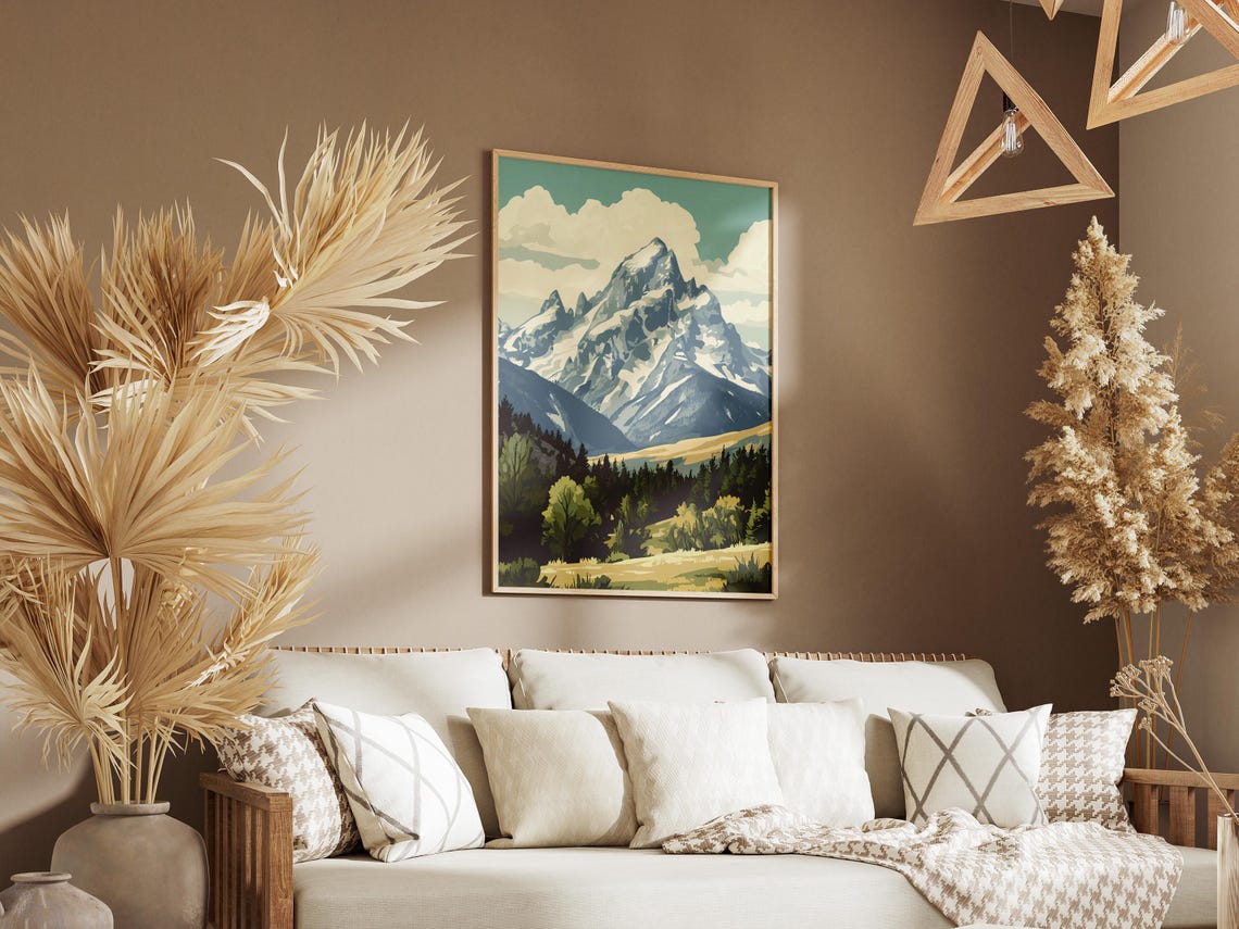 Grand Teton National Park Jagged Snow Peak Pine Forest Poster - Image 3