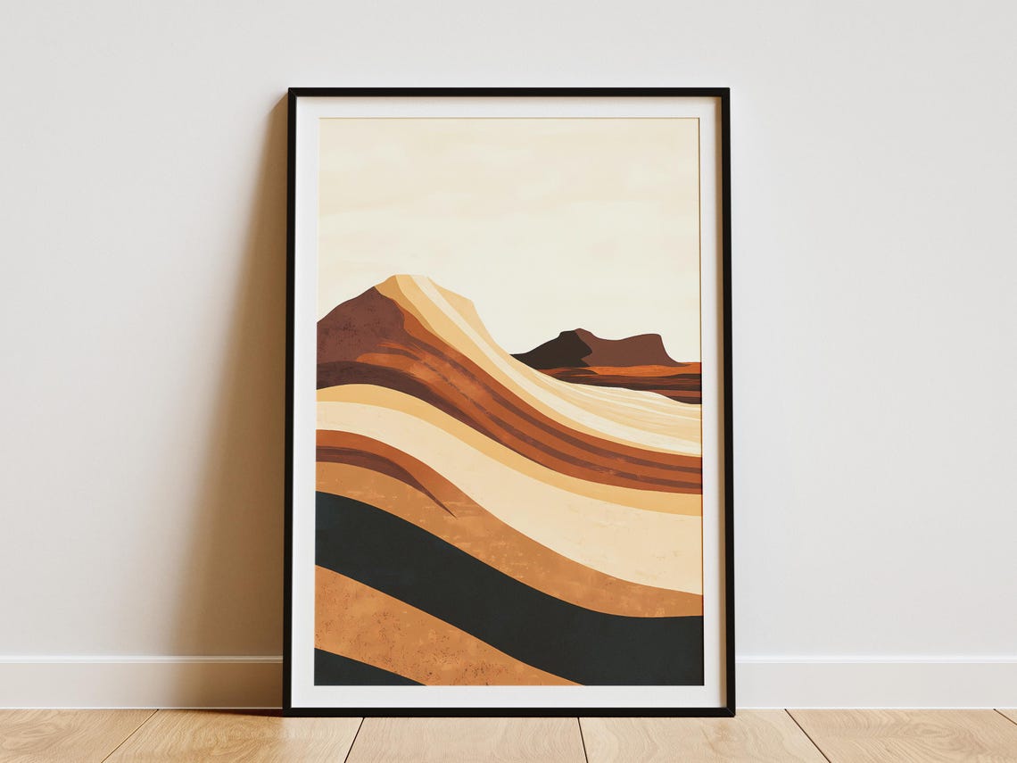 Australia Wave Rock Abstract Wavy Striped Sandstone Art Poster