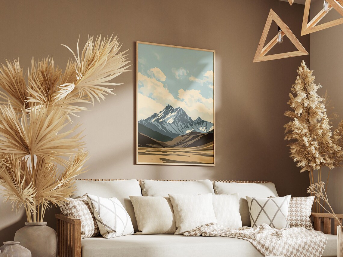Western Tian Shan Snow Peak Golden Steppe Valley Travel Poster - Image 3