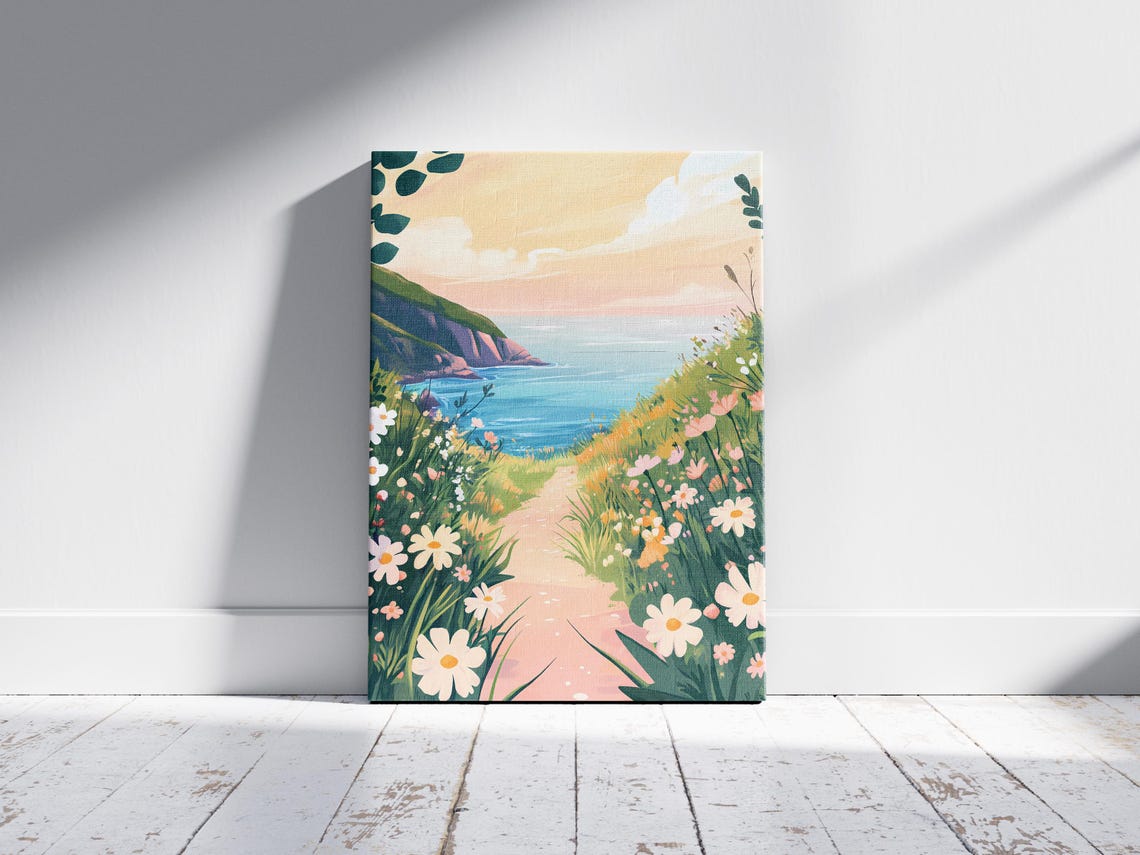 Coastal Wildflower Path Summer Beach Botanical Art Scenic Poster - Image 2