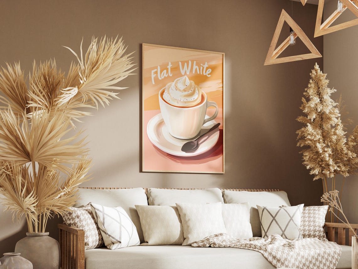 Flat White Creamy Swirl White Cup Soft Pastel Cafe Menu Poster - Image 3