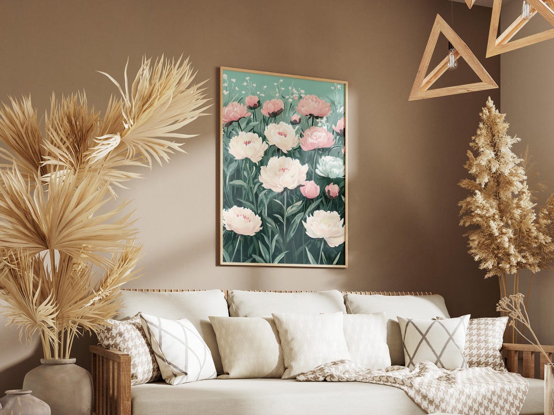 Blush Pink Peony Blossoms Soft Pastel Botanical Floral Poster - Image 3