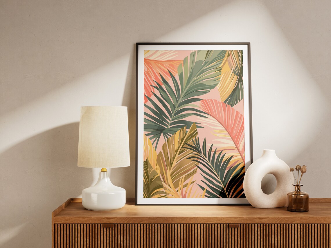 Tropical Palm Leaves Minimalist Poster Print - Image 2