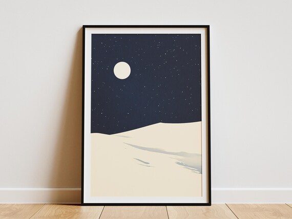 White Sands National Park Moonlit Dunes Under Starry Night Sky Poster