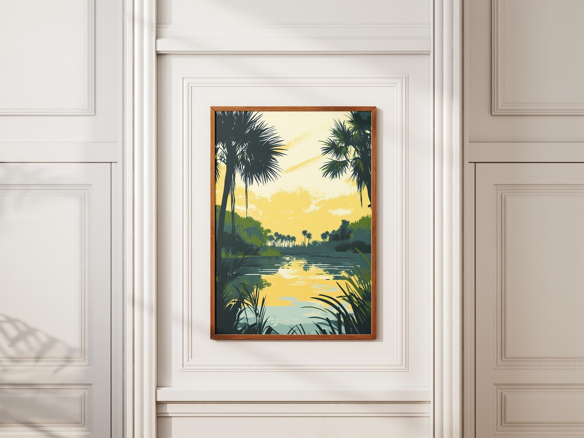 Everglades Florida Sunset Palms Wetland Waterway Nature Poster - Image 2