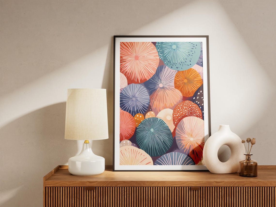 Colorful Mushroom Caps Abstract Pattern Modern Artwork Poster - Image 4