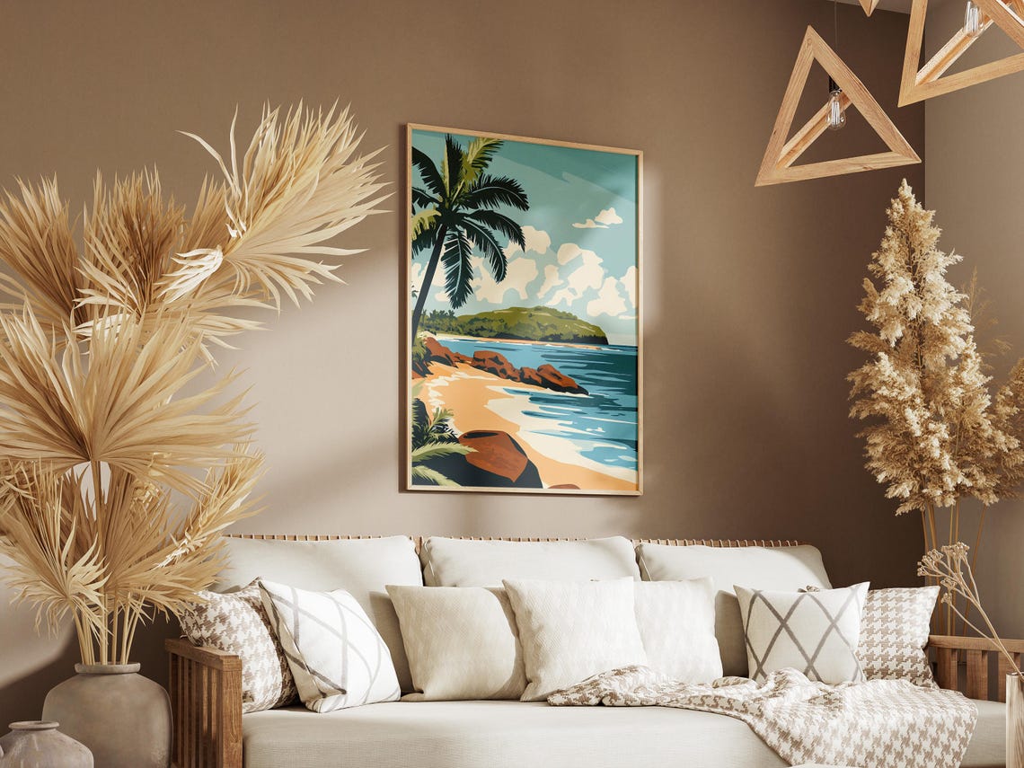 Vavau Tonga Island Beach Palm Tree Red Volcanic Rocks Cove Poster - Image 3
