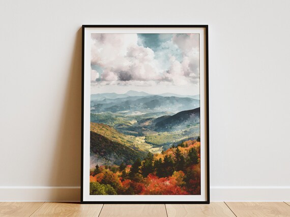 Shenandoah National Park Autumn Mountain Vintage Landscape Poster