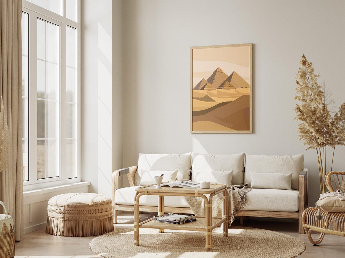 Giza Pyramids Abstract Desert Landscape Poster in Beige and Brown - Image 4