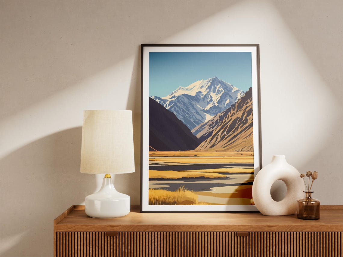 Pamir Mountains Tajikistan Golden Valley Snowcapped Peak Poster - Image 5