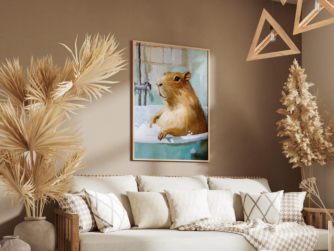 Blissful Capybara Leaning Back in a Soothing Bubble Bath Poster - Image 3