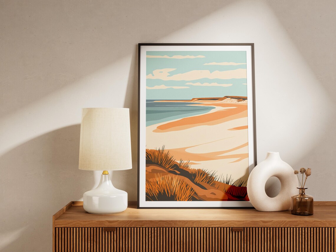 Donana National Park Spain Orange Dunes Beach Scene Art Poster - Image 5