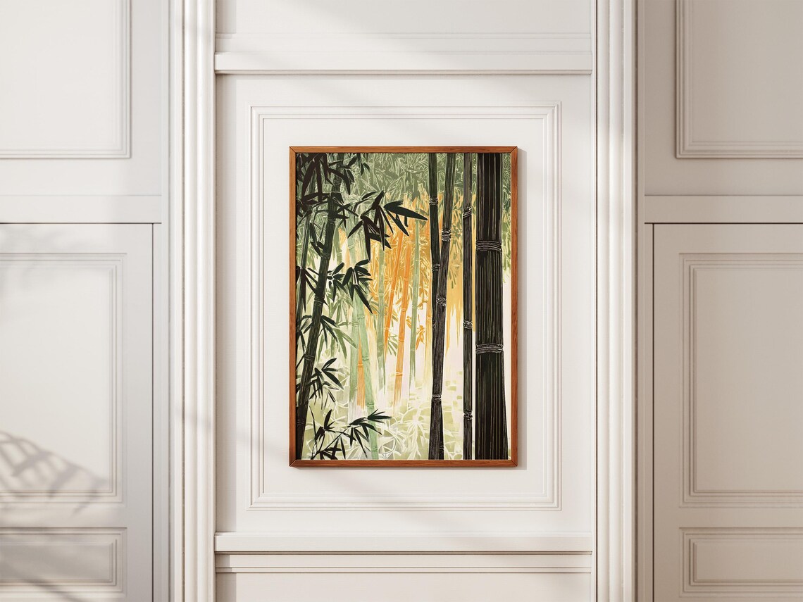 Japanese Bamboo Forest Golden Sunlight Zen Grove Serene Poster - Image 2