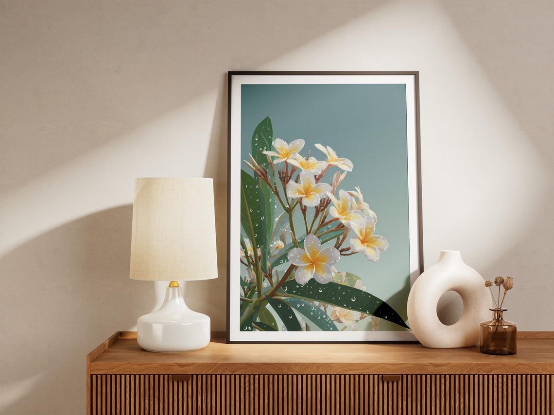 Plumeria Flower Hawaiian Decor Art Print, Tropical Botanical - Image 4