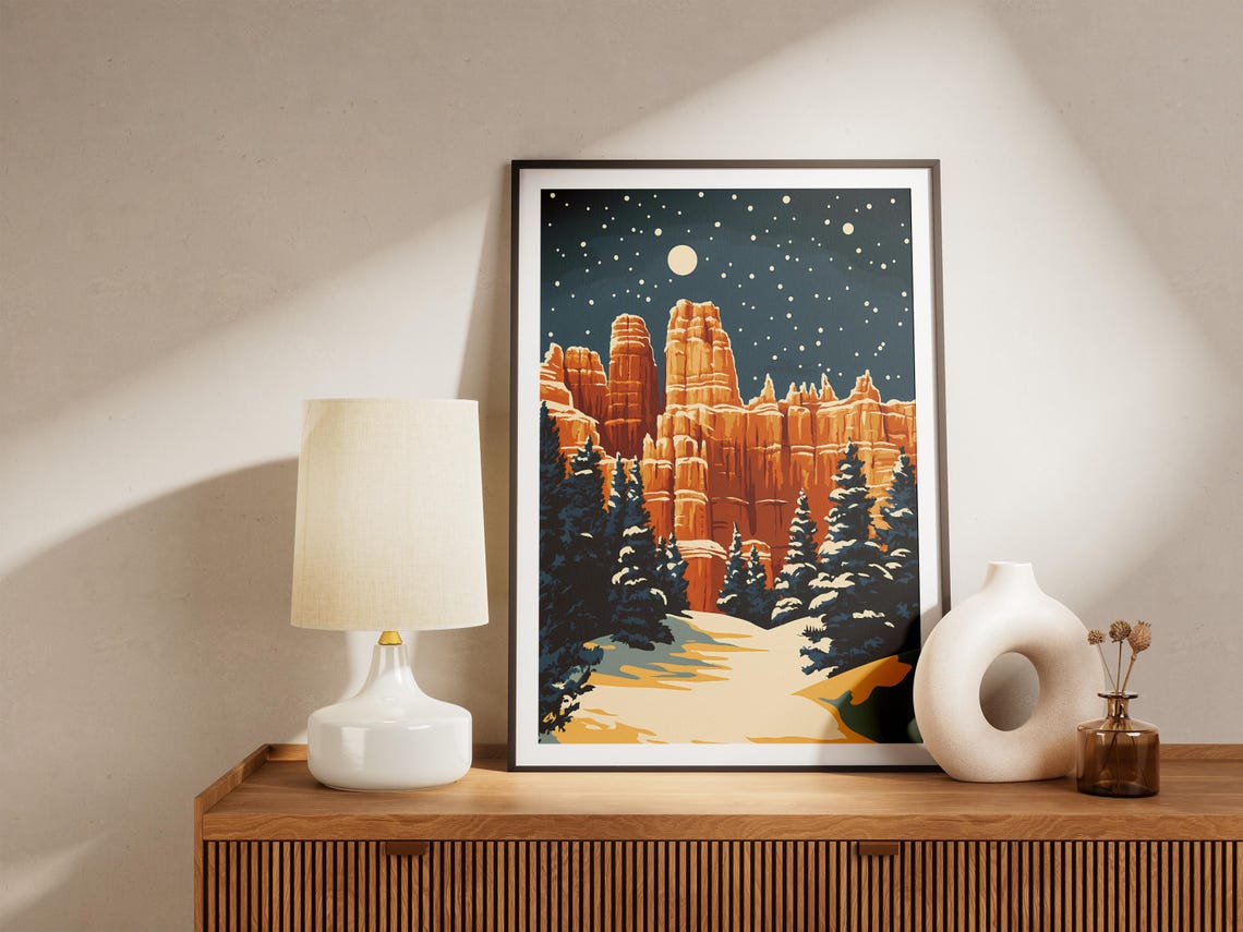 Bryce Canyon National Park Winter Snow Poster Vintage Travel Poster National Park Art Print Utah Landscape Christmas Gift Winter Holiday - Image 5