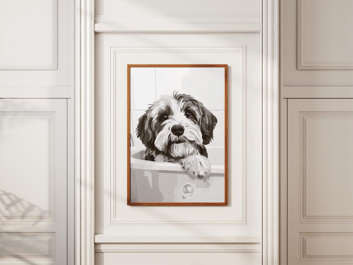 Havanese Dog Art Print, Minimalist Bath Time Poster - Image 2