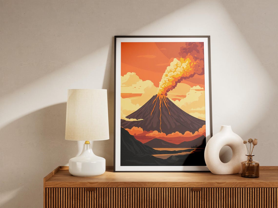Kamchatka Volcano Eruption Lava Ash Cloud Sky Landscape Poster - Image 5