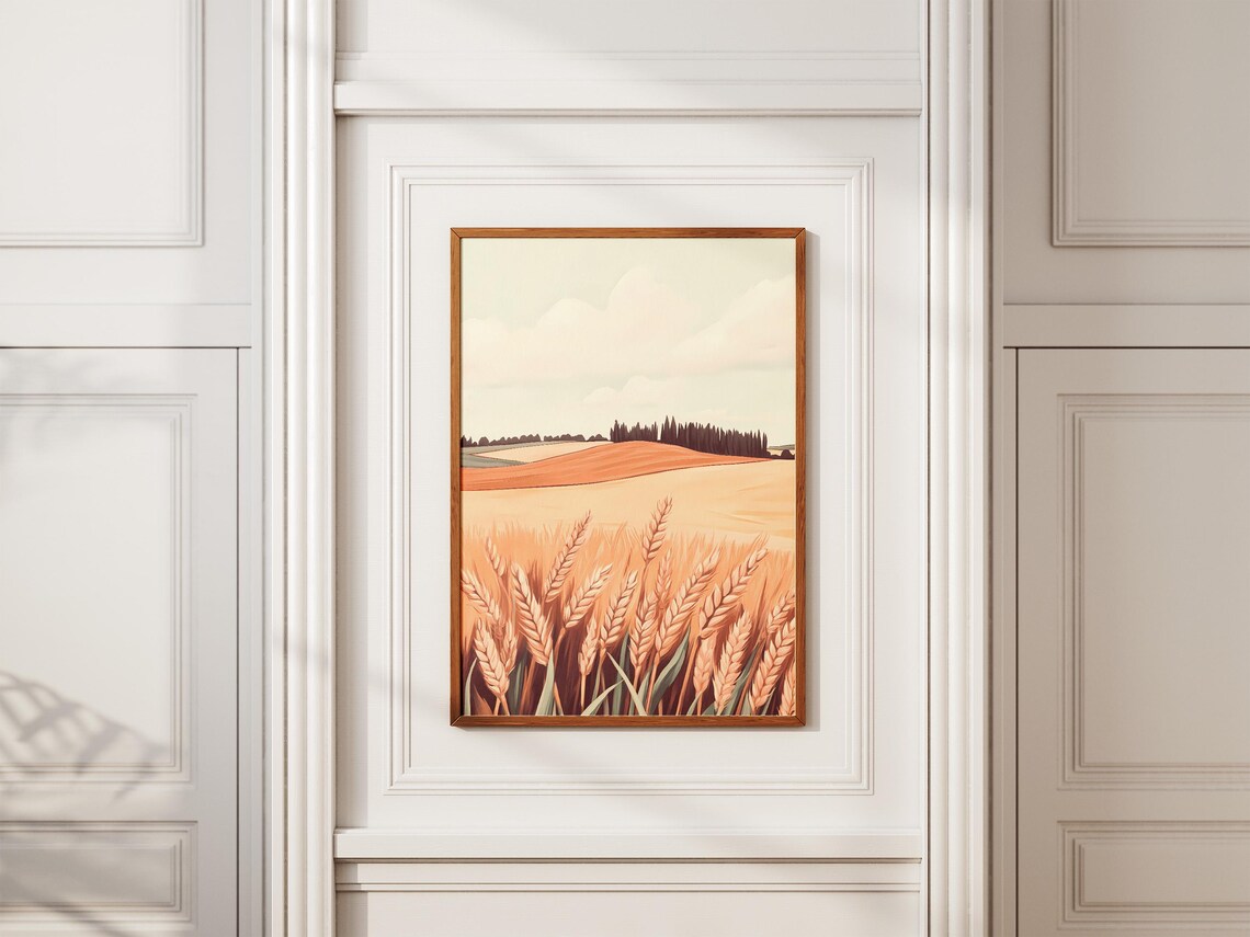 Golden Wheat Field at Harvest with Warm Orange Horizon Poster - Image 2