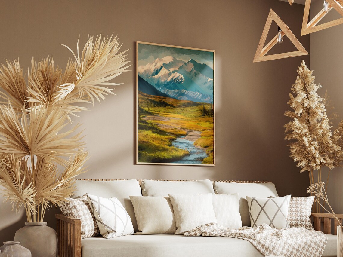 Denali National Park Alaska Vintage Snowy Mountain Travel Poster - Image 3