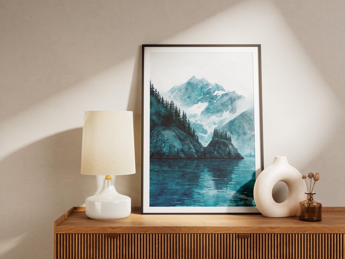 Kenai Fjords National Park Alaska Watercolor Glacier Lake Poster - Image 4
