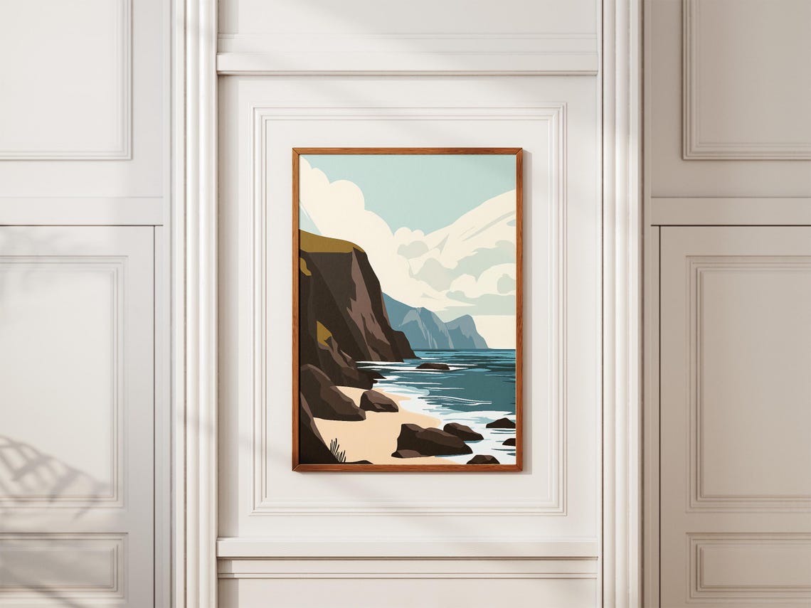 Macquarie Island Dark Rocky Cliffs Wild Ocean Storm Clouds Poster - Image 2