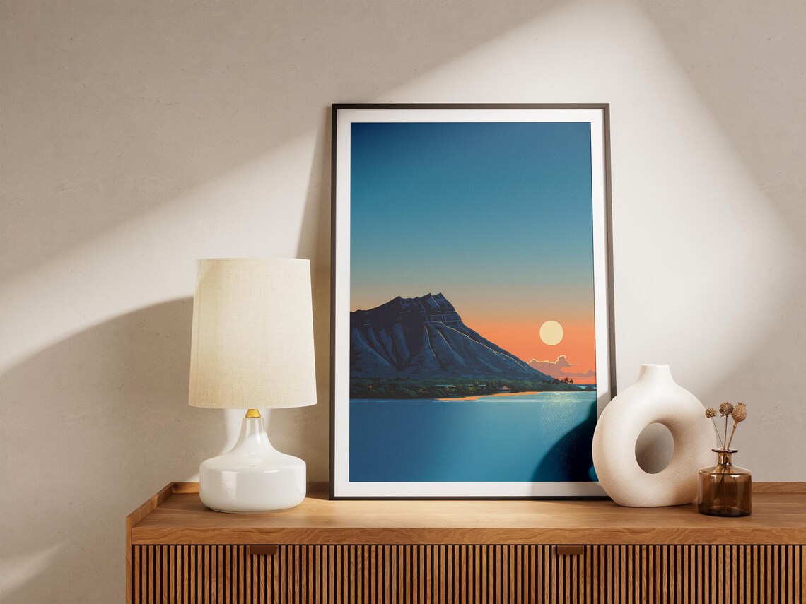 Diamond Head Sunrise Over Waikiki Ocean Honolulu Hawaii Poster - Image 4
