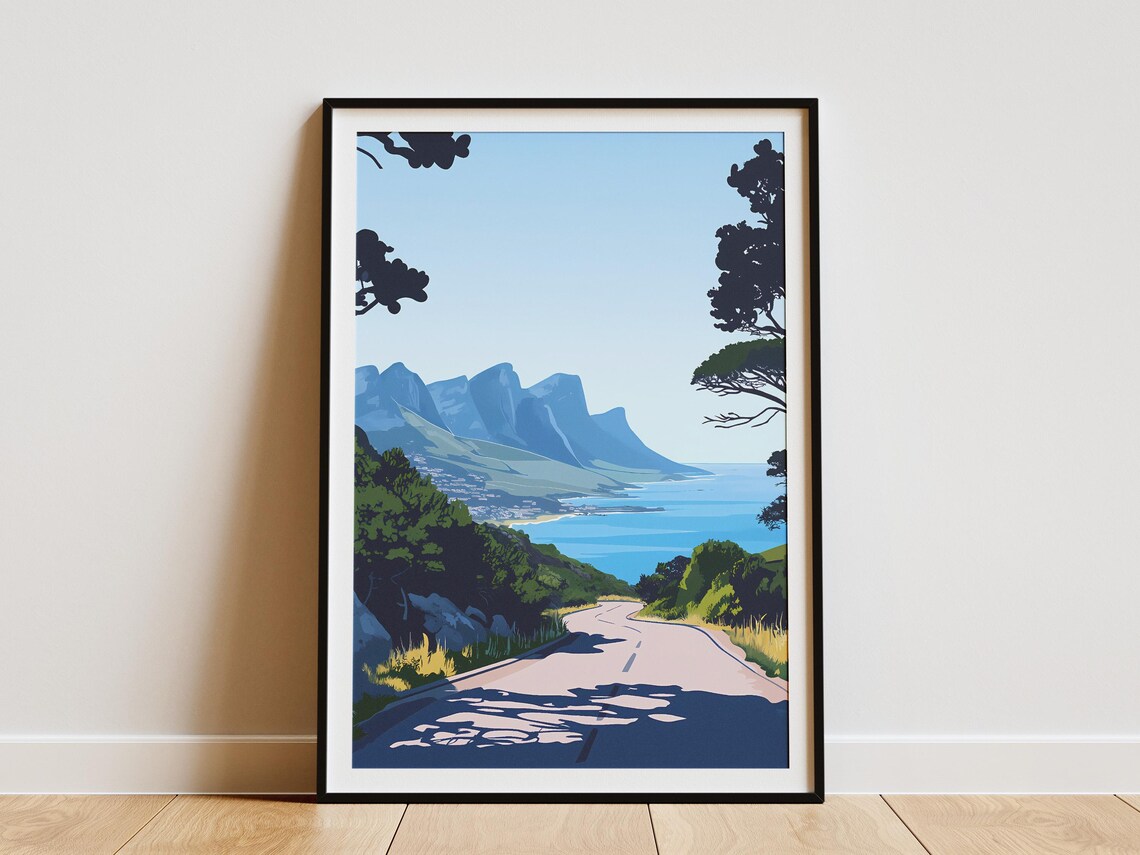 South Africa Coastal Road Scenic Table Mountain Ocean View Poster