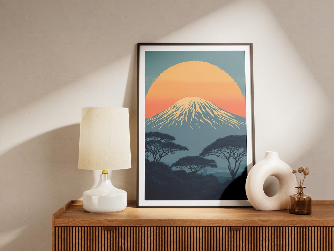 Kilimanjaro National Park Tanzania Poster African Safari Print Mountain Landscape Art Travel Vintage Style Illustration Nature Wall - Image 4