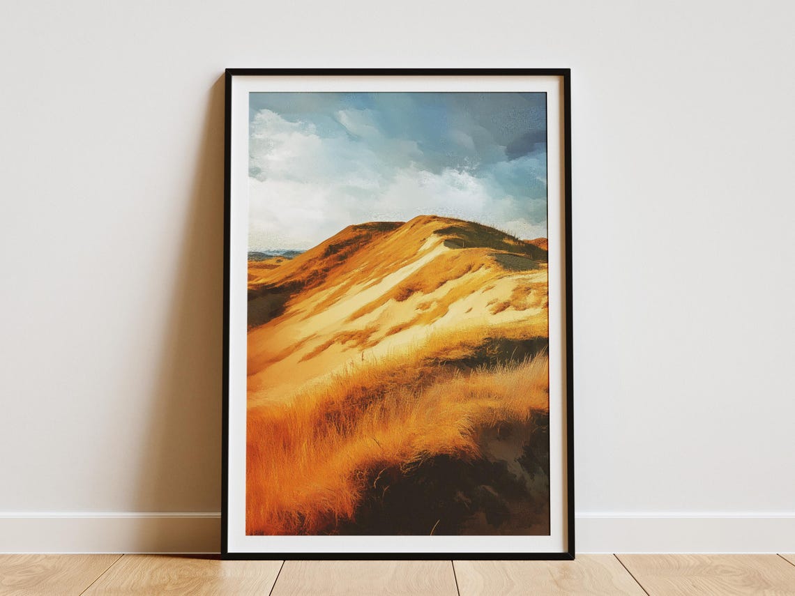 Nebraska Sandhills Golden Dune Grass Rolling Hills Travel Poster