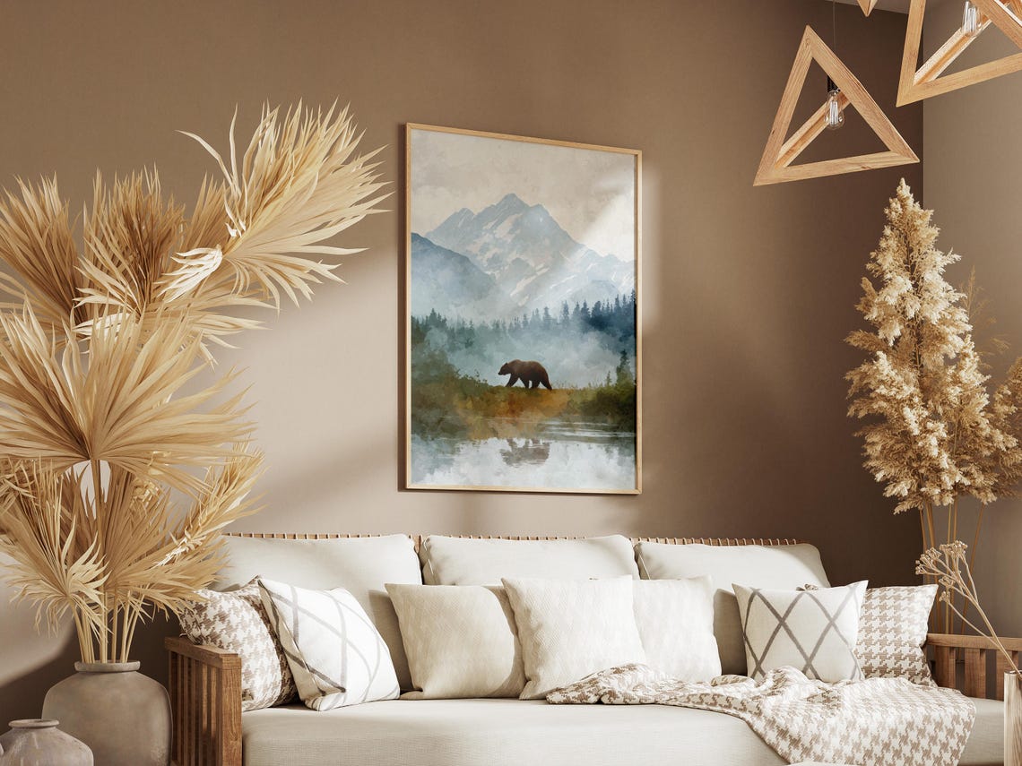 Katmai National Park Brown Bear Misty Lake Alaska Art Poster - Image 3