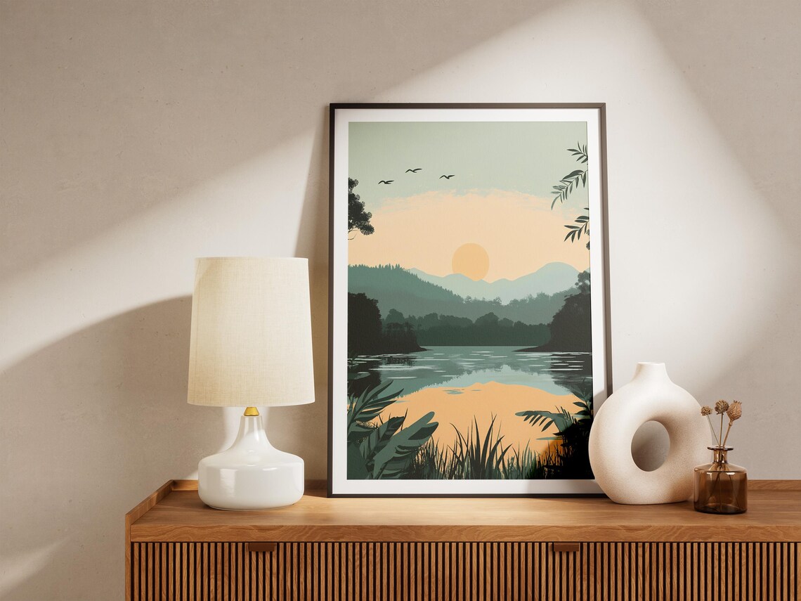Chitwan National Park Nepal Sunrise River Jungle View Poster - Image 5