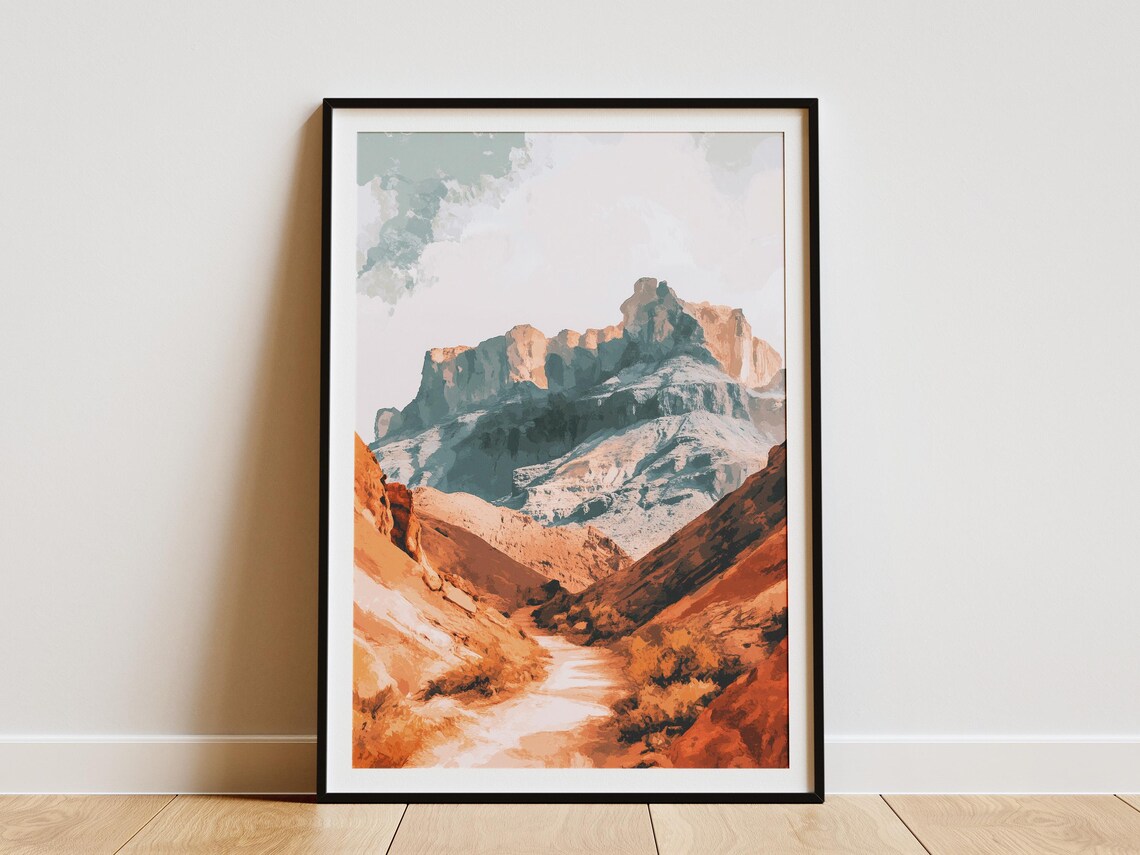 Red Rock Desert Canyon Trail Sunlit Southwest Landscape Poster
