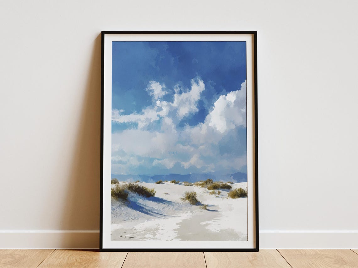 White Sands National Park Minimalist White Dune Landscape Poster
