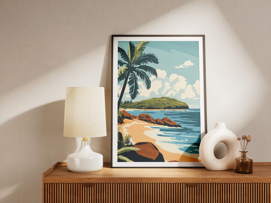 Vavau Tonga Island Beach Palm Tree Red Volcanic Rocks Cove Poster - Image 5