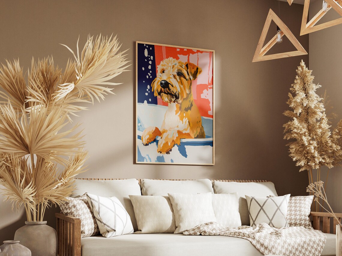 Wheaten Terrier Bath Time Modern Dog Art Print - Image 3