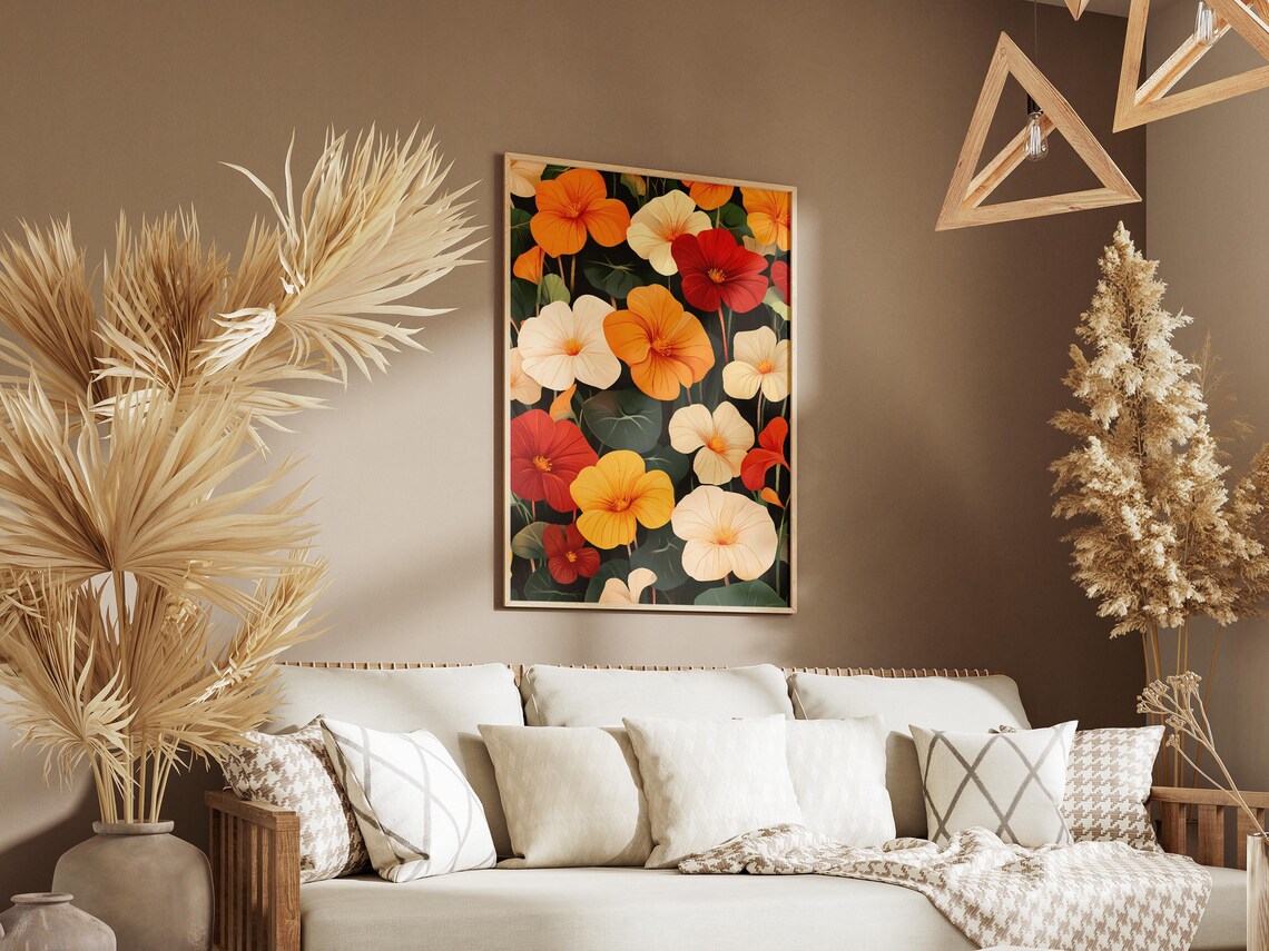 Nasturtium Blooms Colorful Dense Garden Tapestry Floral Poster - Image 3