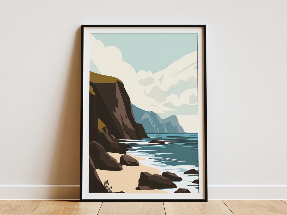 Macquarie Island Dark Rocky Cliffs Wild Ocean Storm Clouds Poster
