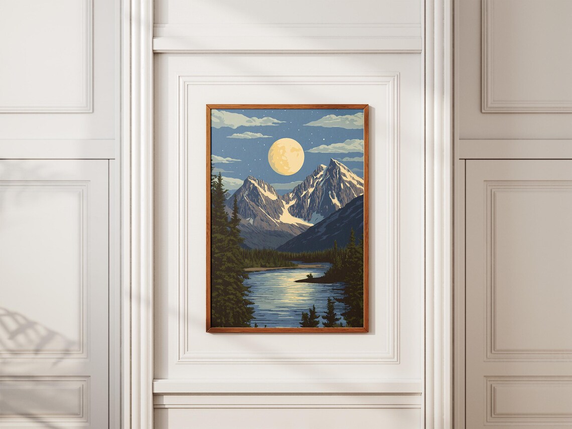 Gates Of The Arctic National Park Moonlit Peaks Over River Poster - Image 2