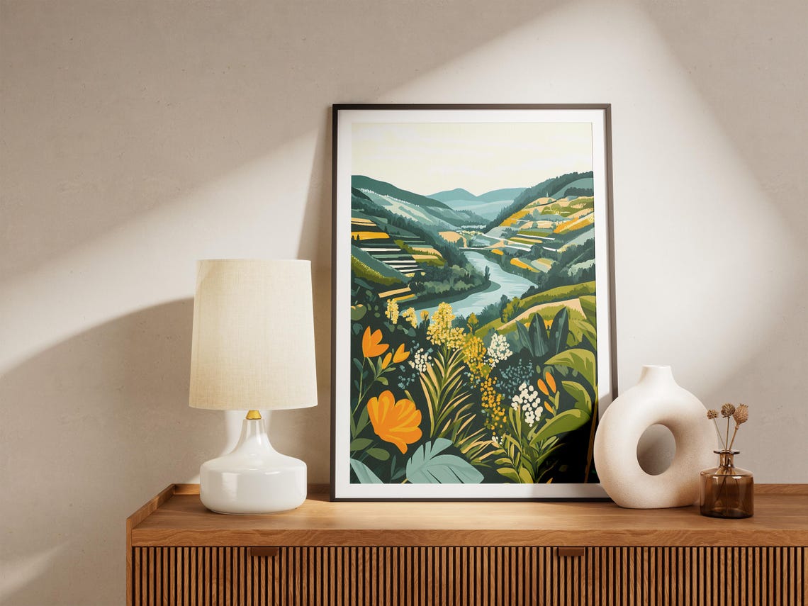 Mosel Valley Germany River Vineyards Wildflowers Vintage Decor Poster - Image 4