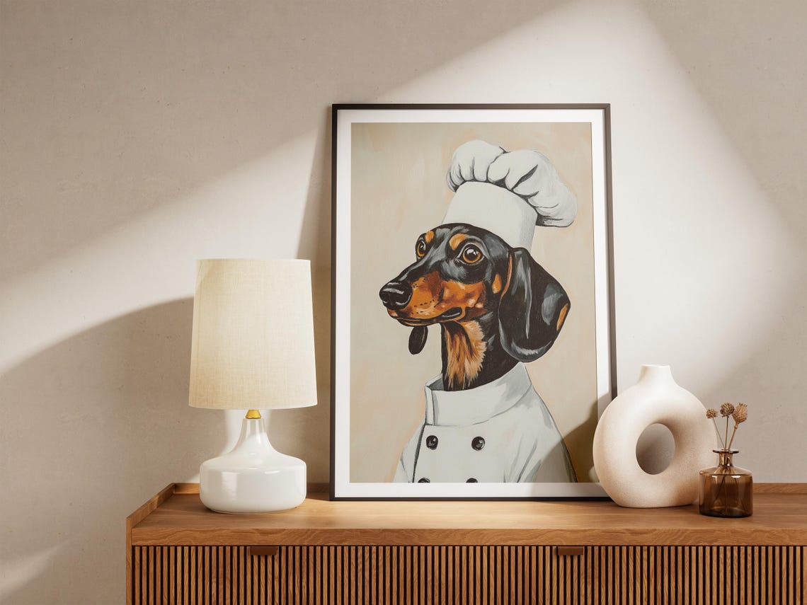 Dachshund Chef Art Print Weiner Dog Kitchen Poster Sausage Portrait Funny Decor Lover - Image 4
