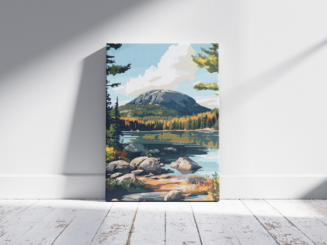 Acadia National Park Maine Granite Mountain Lake Travel Art Poster - Image 2