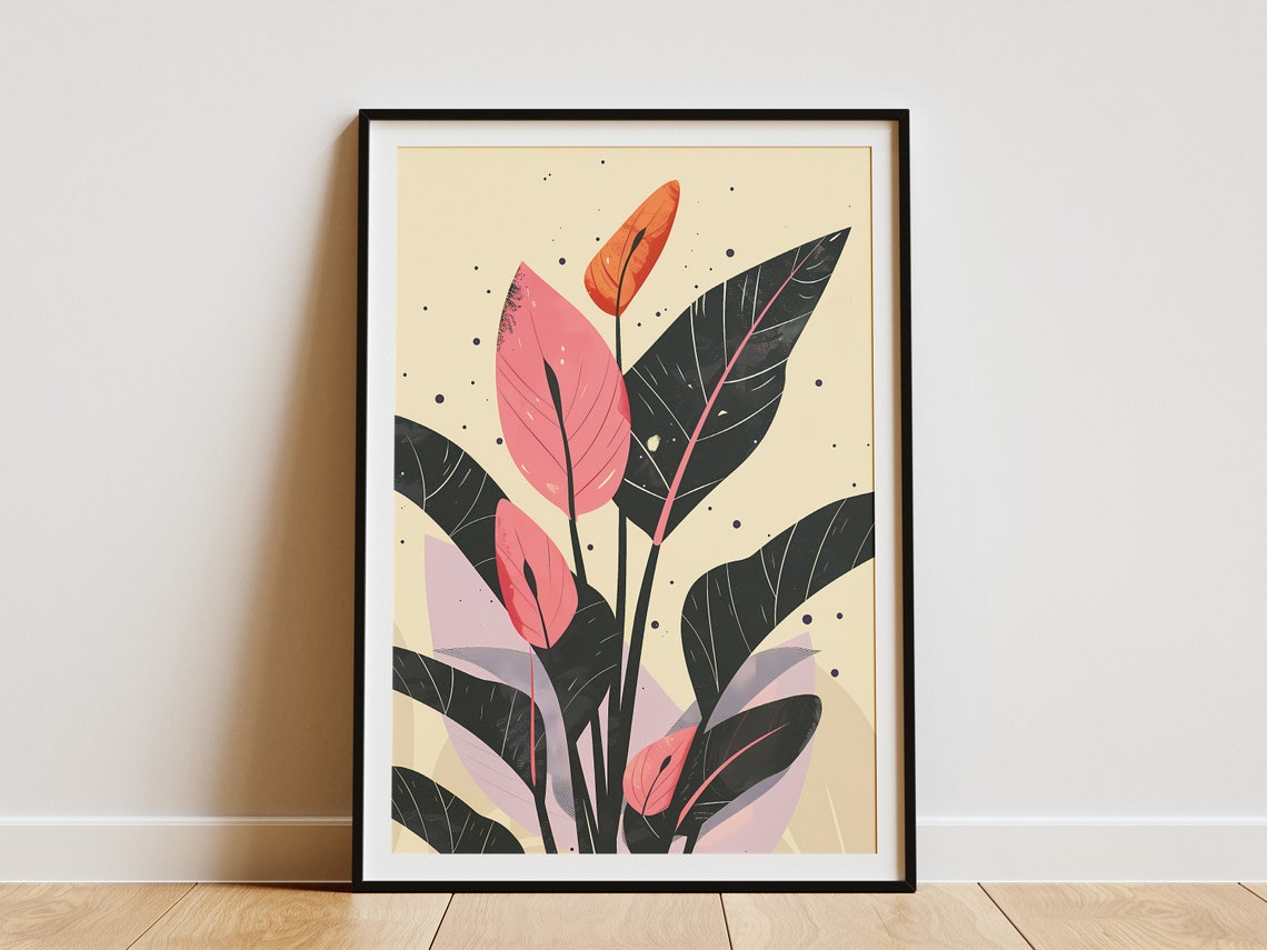 Bold Colorful Abstract Tropical Leaf Botanical Modern Poster