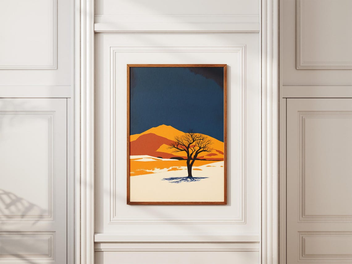 Namibian Desert Lone Tree with Orange Dunes and Blue Sky Poster - Image 2