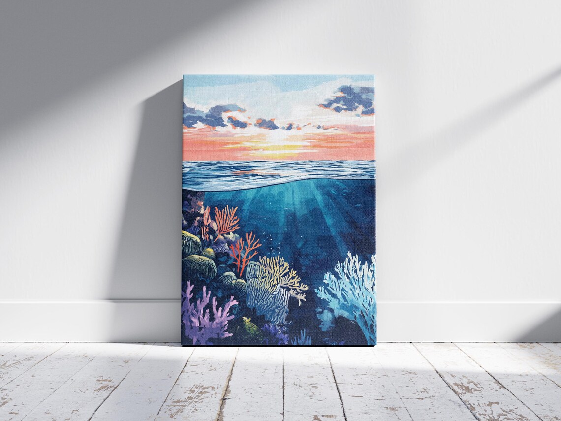 Colorful Coral Reef Sunset Ocean Underwater Tropical Sea Life Poster - Image 2