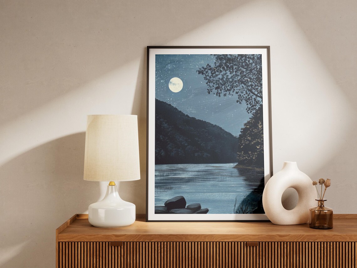 New River Gorge National Park West Virginia Moonlight Poster - Image 4