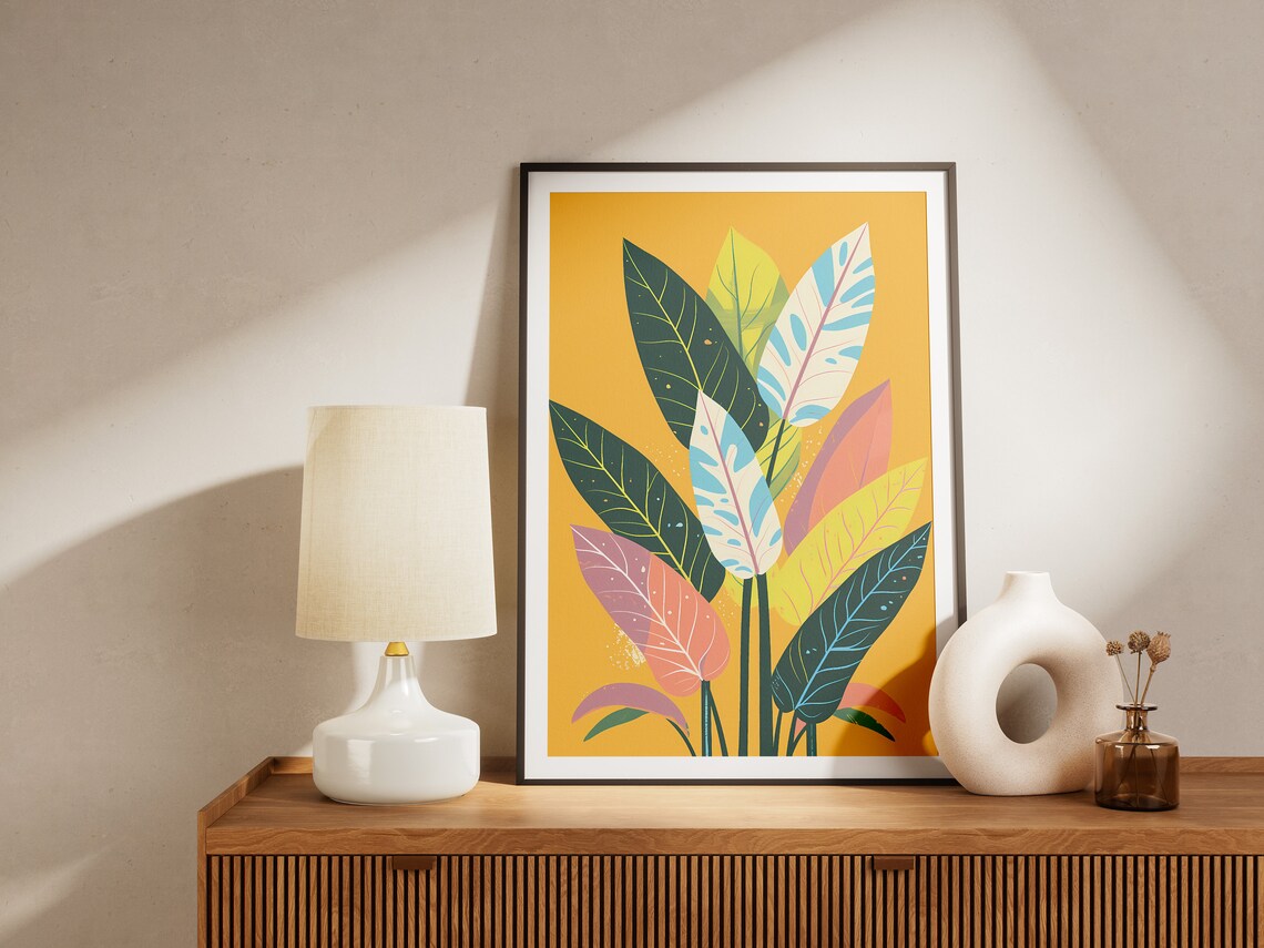 Tropical Plant Leaves Poster Botanical Art Print Minimalist Boho Wall Decor Modern Home Decor - Image 2