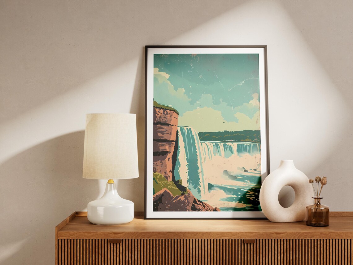 Niagara Falls Canada Vintage Cascade Waterfall Retro Travel Poster - Image 2