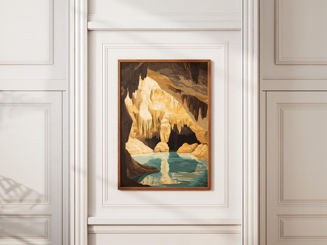 Carlsbad Caverns Underground Lake Stalactite Cave Art Poster - Image 2